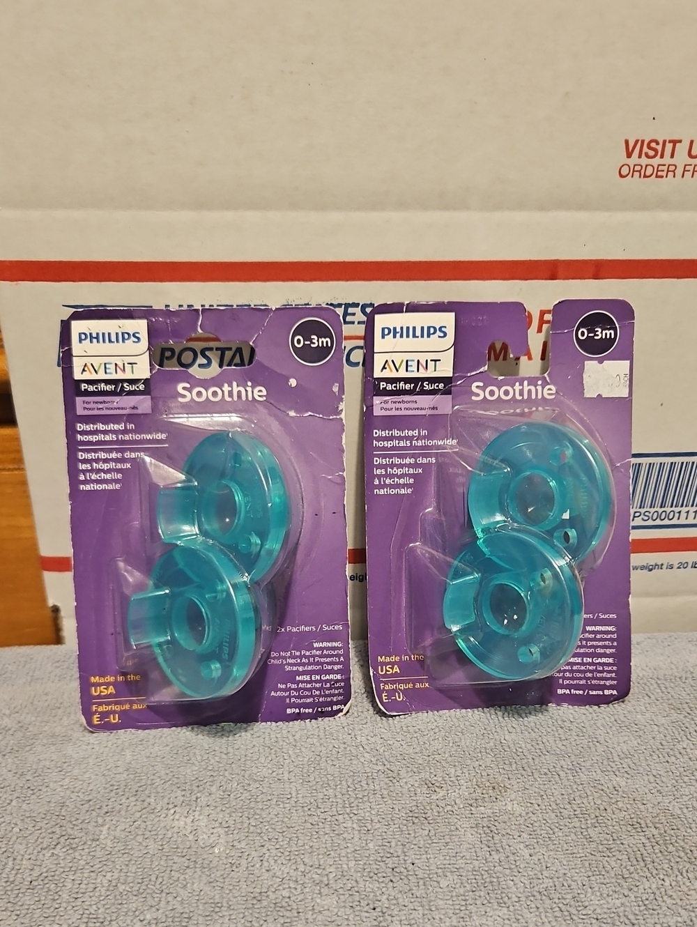 2-qty Philips Avent Soothie Pacifiers - Teal & Purple